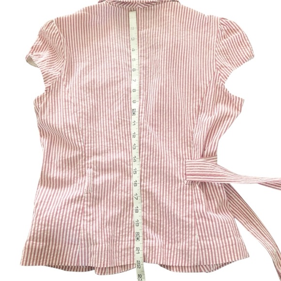 Red & white stripe lightweight short sleeve top - Size Large - Picture 4 of 6